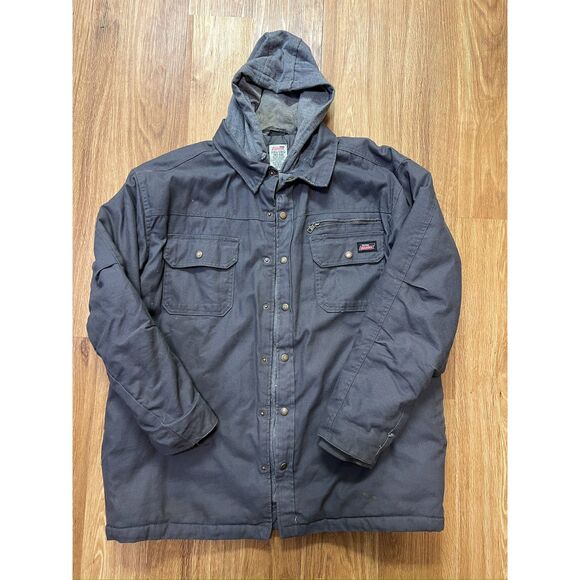 Dickies Gray Canvas Insulated Work Jacket with hood. Size 2XL. - Picture 1 of 8